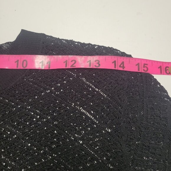 Black Lace Crop Top Black See Through Long Sleeve Blouse - Picture 7 of 11